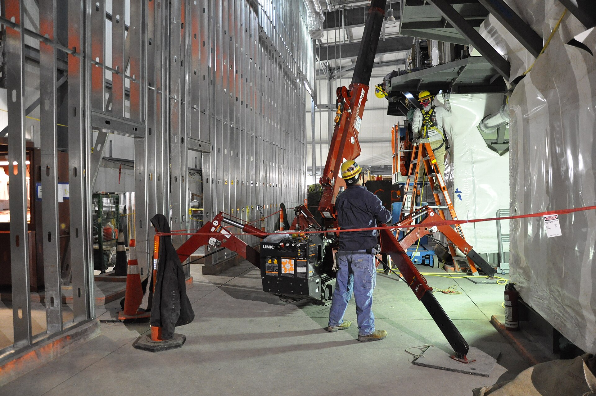 Process reactors inside an industrial plant building