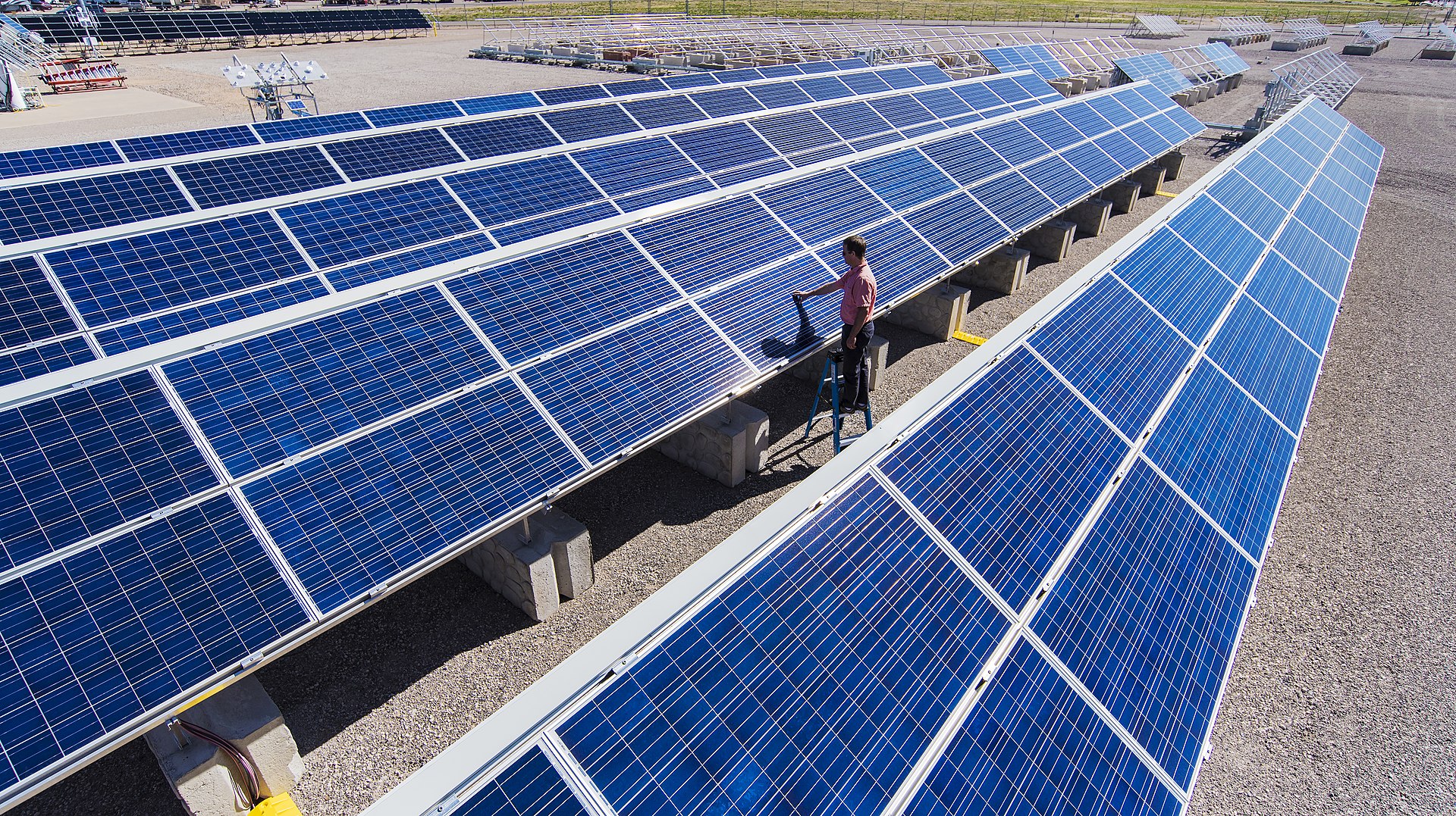 Solar panels on a test stand at a laboratory, an example of hardware under reliability test
