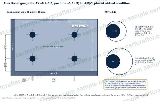 Sample figure from the study notes: VC = MMC − T = 8.4 − 0.3 = ⌀8.1
